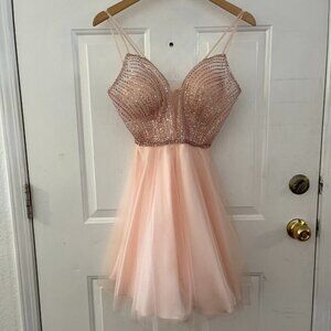 Cinderella Divine Pink Sequins Prom Homecoming Wedding Tulle Short Dress Sz xs